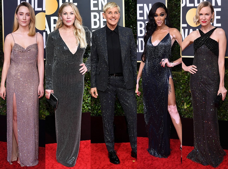 2020 Golden Globe Dress Trends, Saoirse Ronan, Christina Applegate, Ellen Degeneres, Winnie Harlow, Naomi Watts